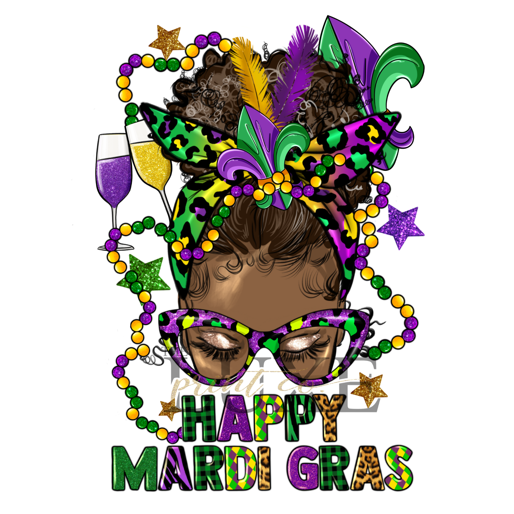 Happy Mardi Gras DTF Print
