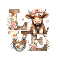 Highland Cow Valentines Day DTF Print