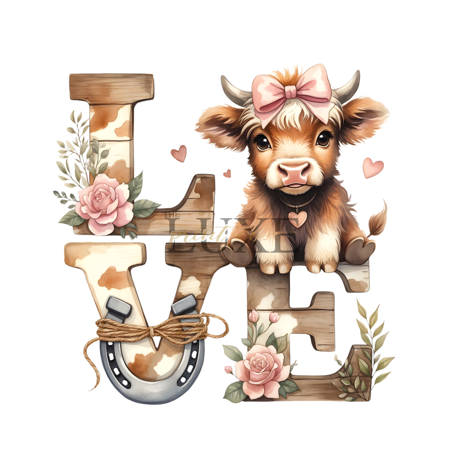 Highland Cow Valentines Day DTF Print